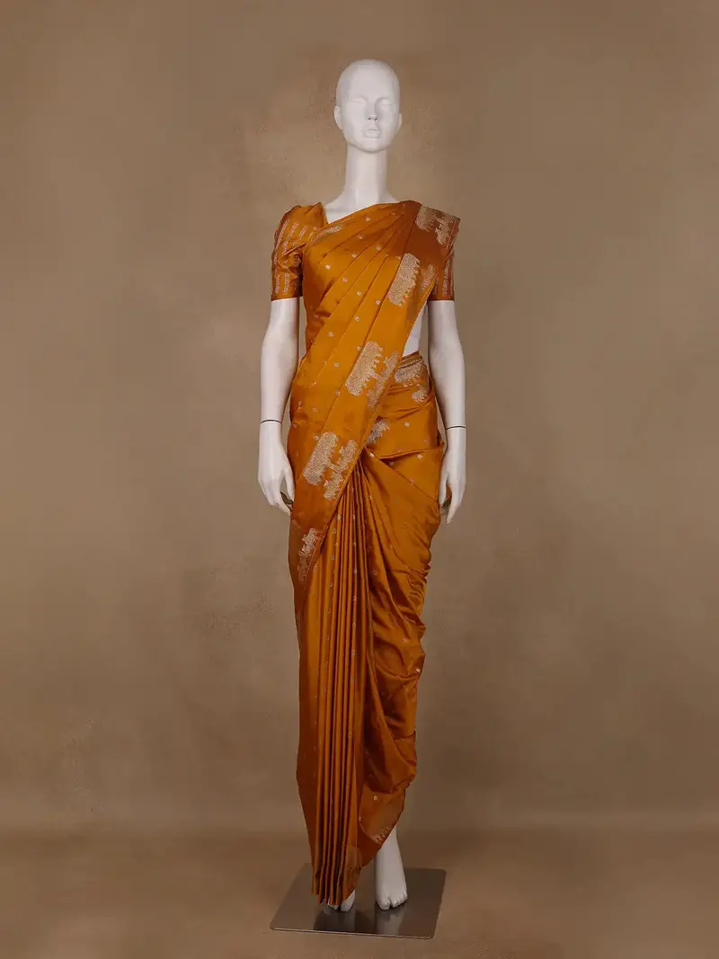 Mustard Butta  Design Tussar Silk Saree 1