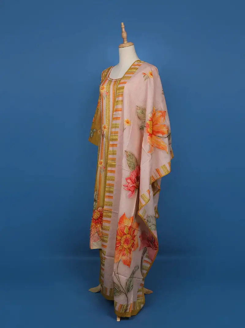 Mustard Floral Stripe Printed Cotton Salwar Suit 4