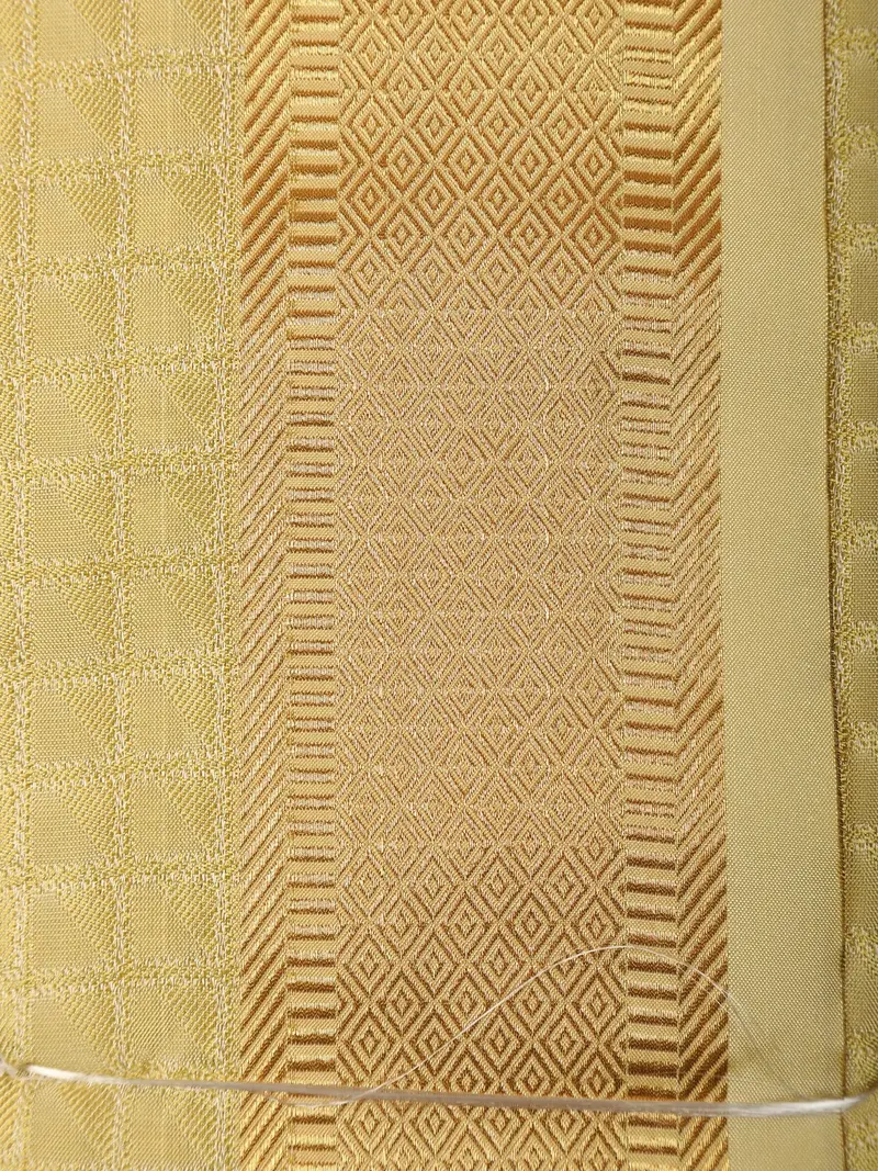 Mustard Gold Checked Woven Design Shirt With Gold Zari Border Matching Dhoti Set 4