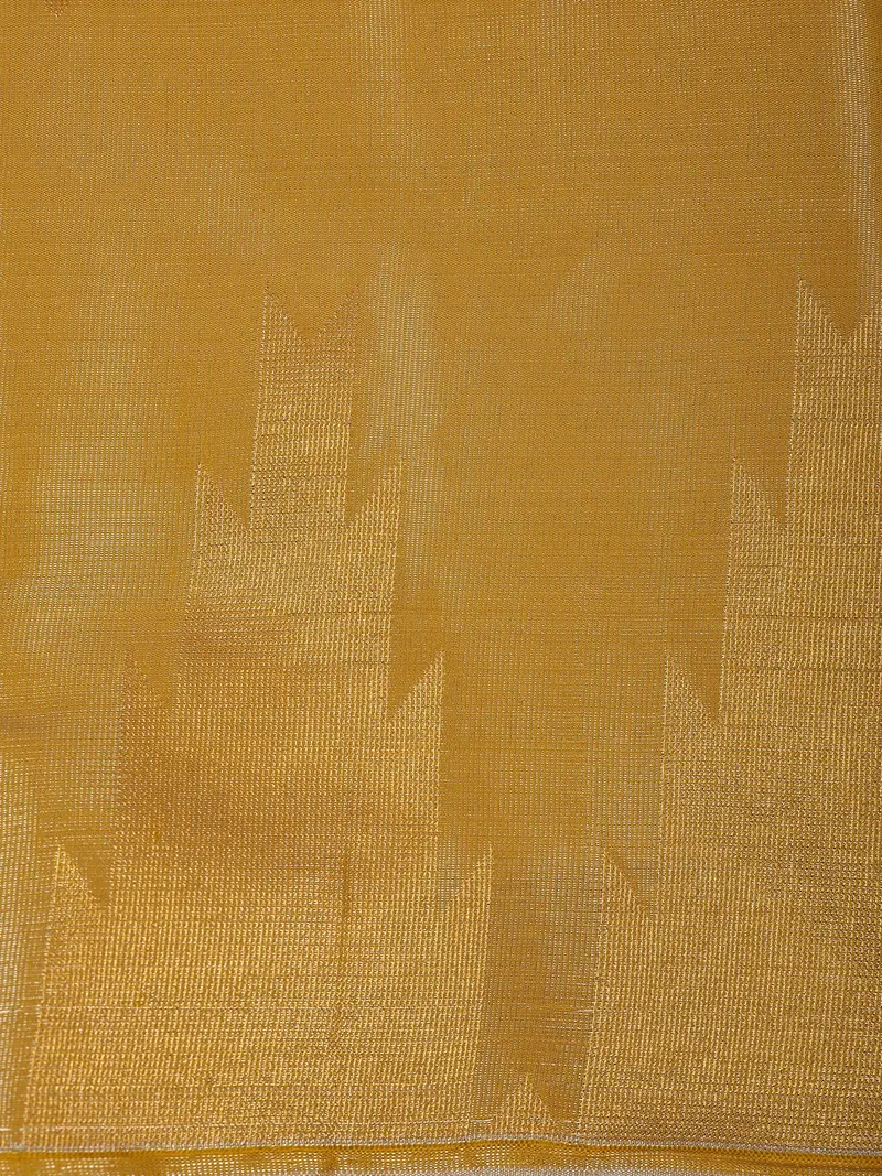 Mustard Gold Floral Butta Zari Woven Design Tissue Designer Saree With Temple Border 2