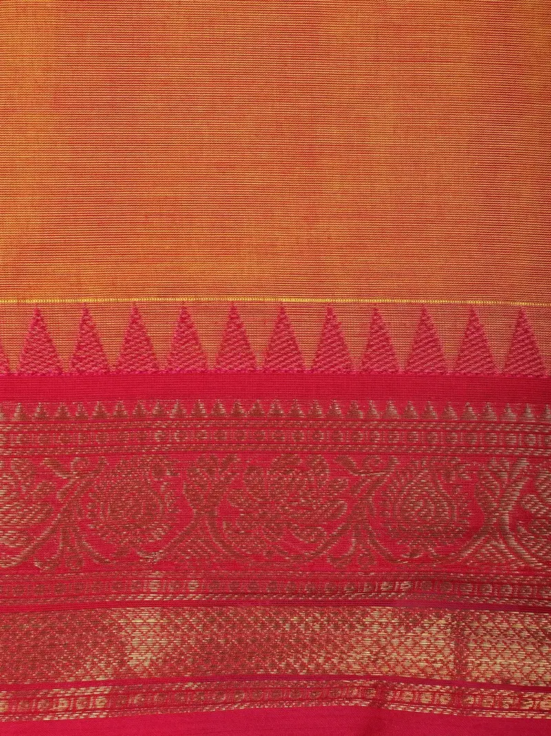 Mustard Orange Butta Design Pure Cotton Saree 2