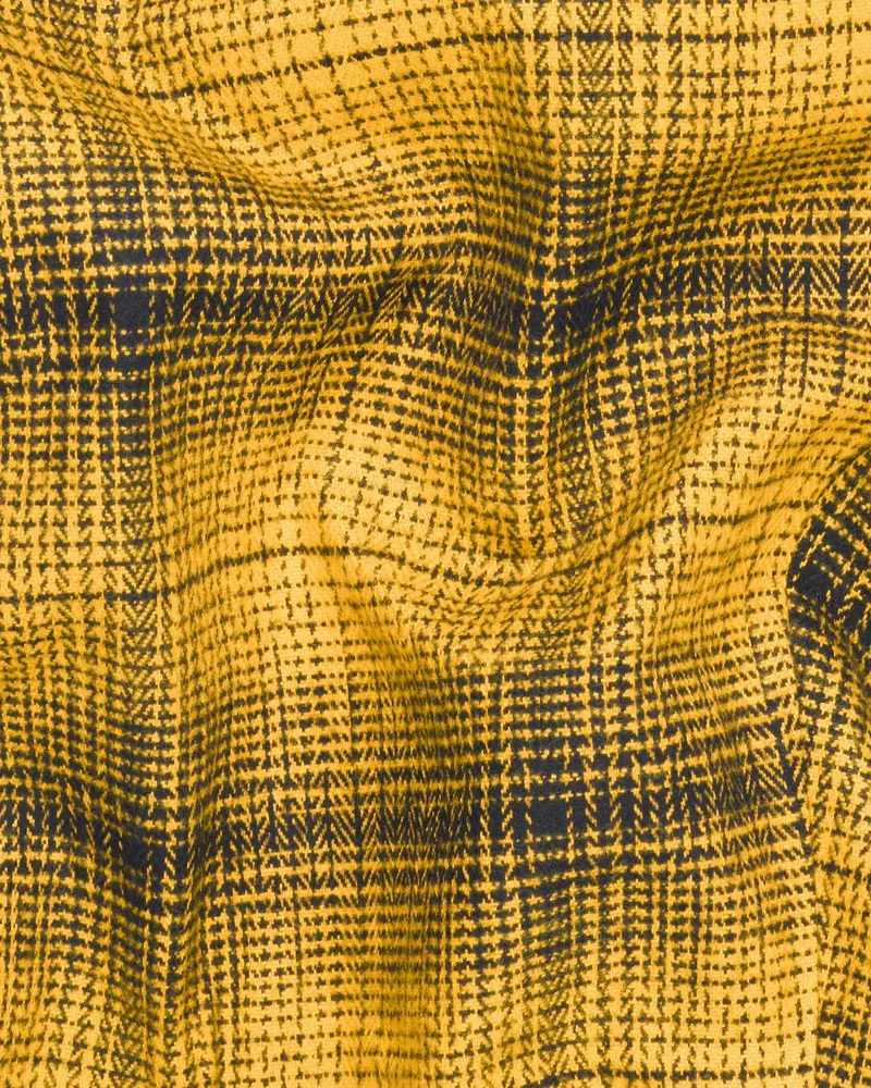 Mustard Plaid Flannel Wool Rich Trench Coat 3
