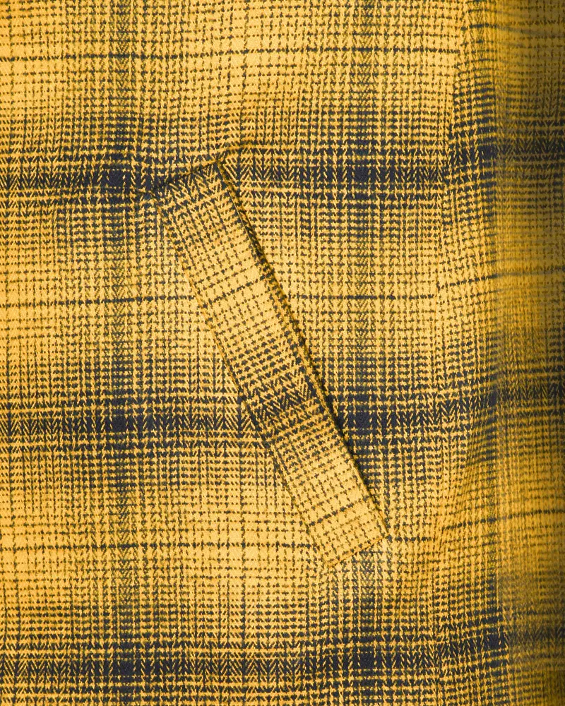 Mustard Plaid Flannel Wool Rich Trench Coat 5