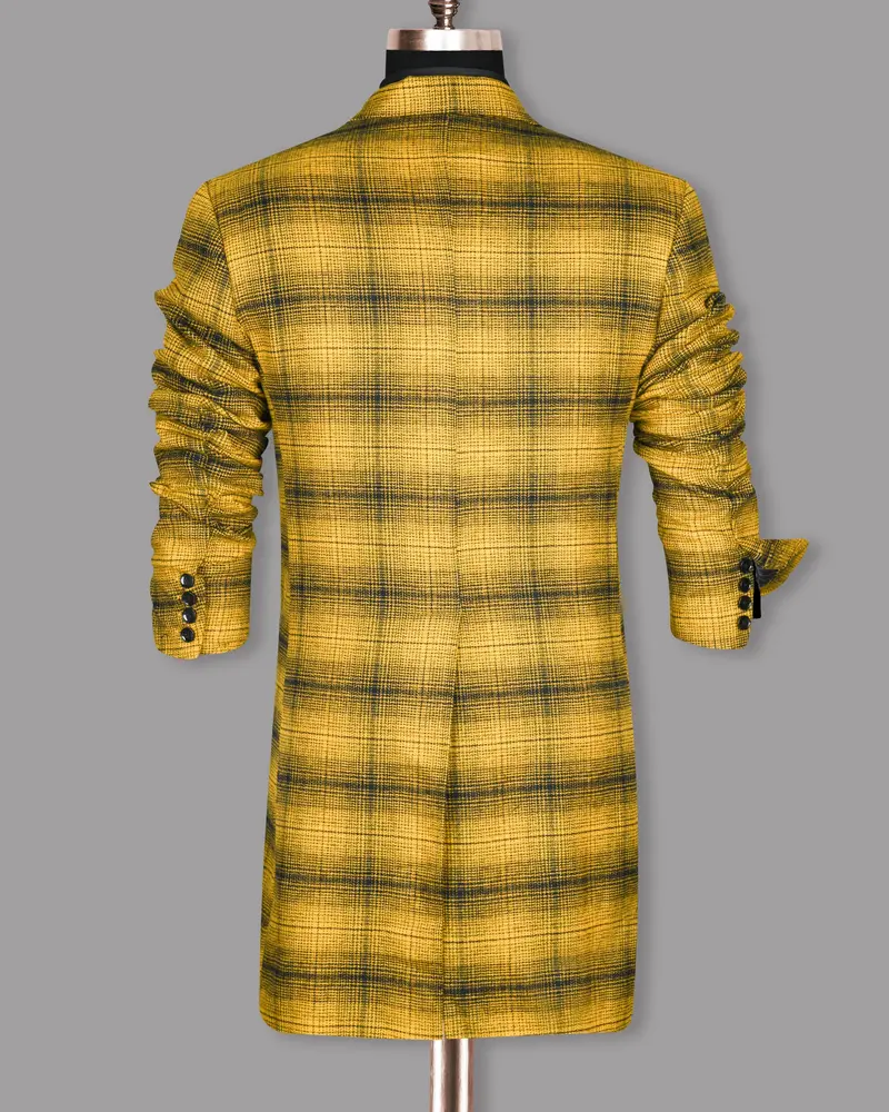 Mustard Plaid Flannel Wool Rich Trench Coat 7
