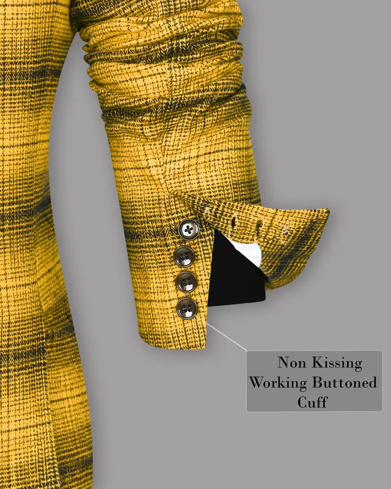 Mustard Plaid Flannel Wool Rich Trench Coat 8
