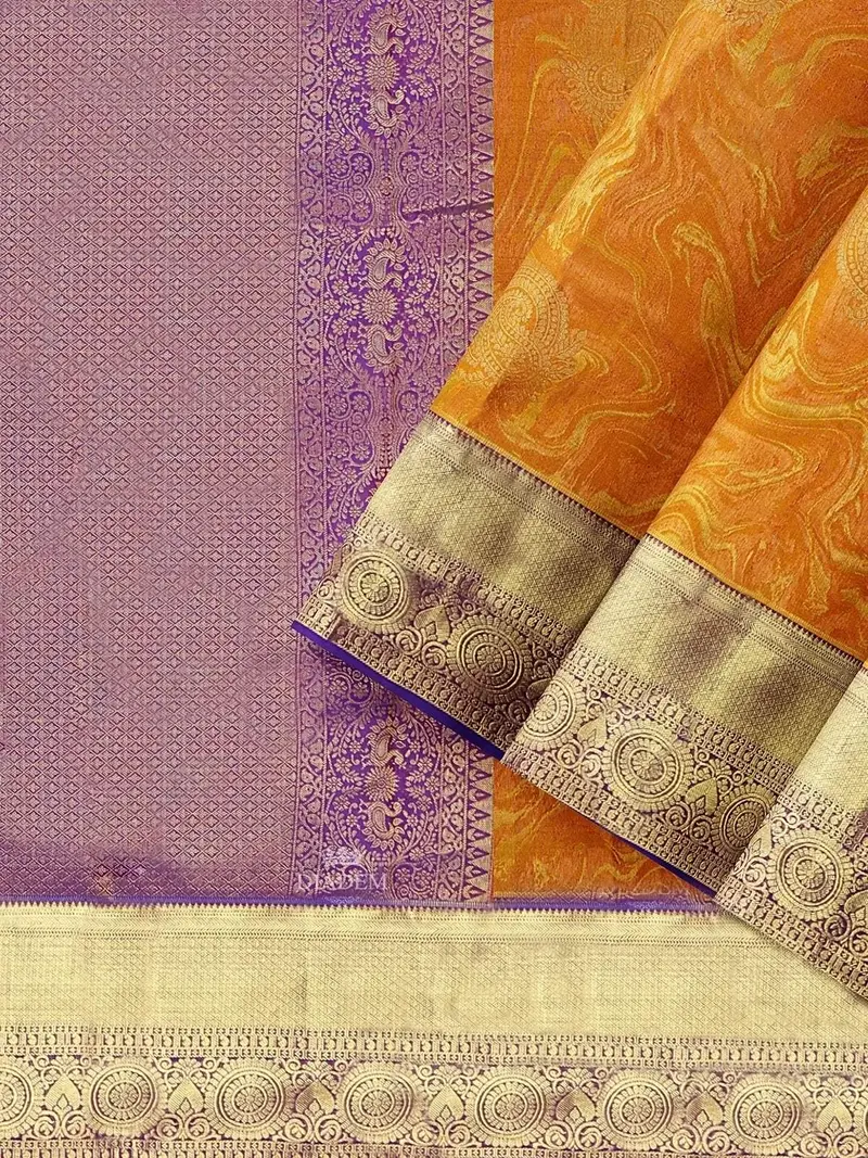 Mustard Pure Kanchi Pattu Saree With Paisley Motif On The Body And Contrast Zari Border 2
