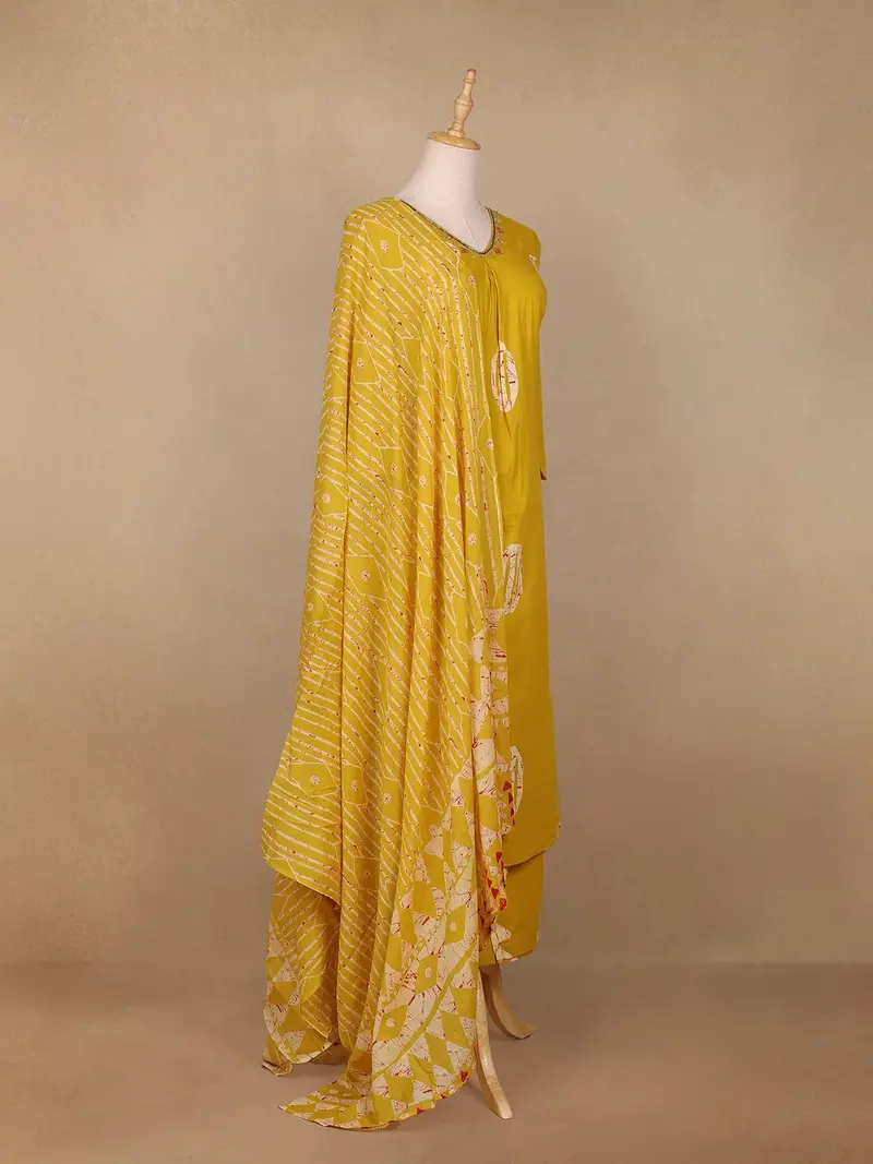Mustard Yellow Abstract Design Cotton Salwar Suit 4