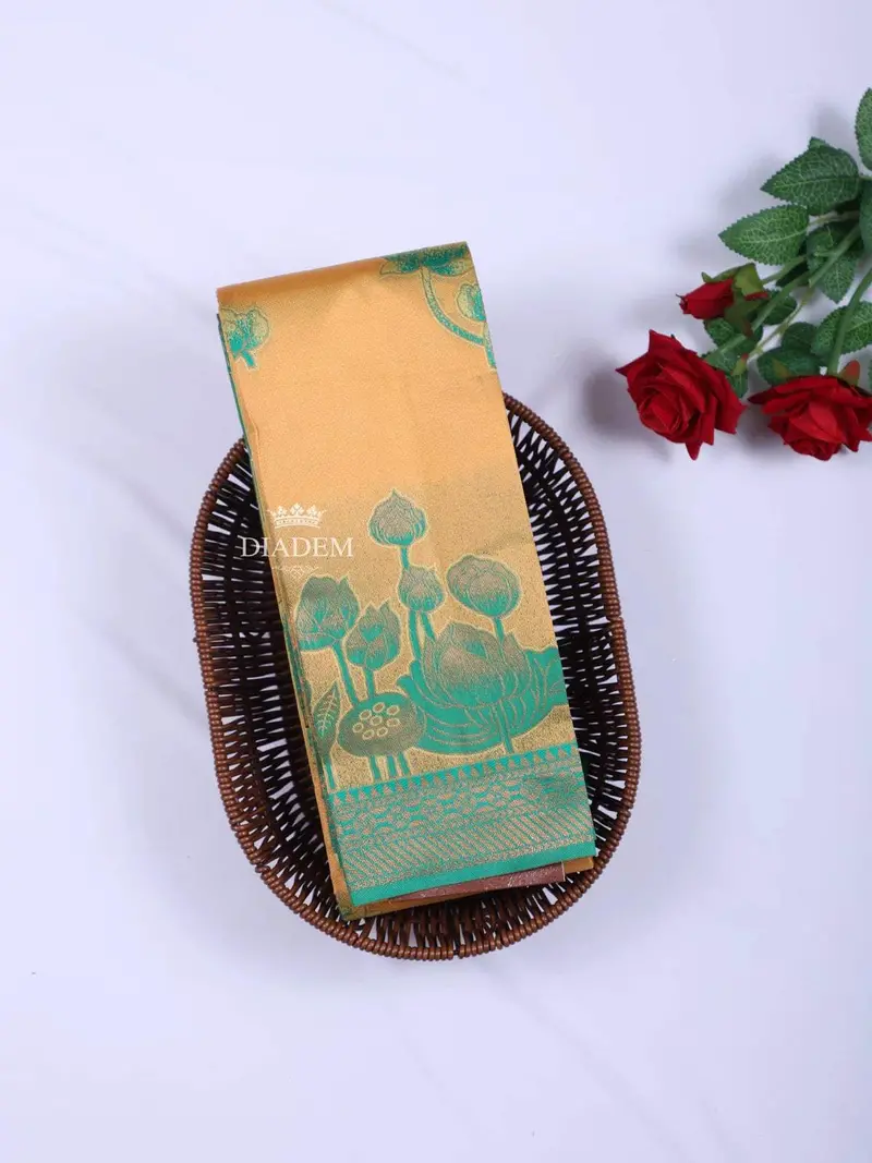 Mustard Yellow Arani Silk Saree With Floral Motif On The Body And Contrast Zari Border 1