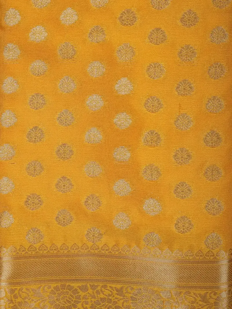 Mustard Yellow Butta Design Chiffon Saree 2