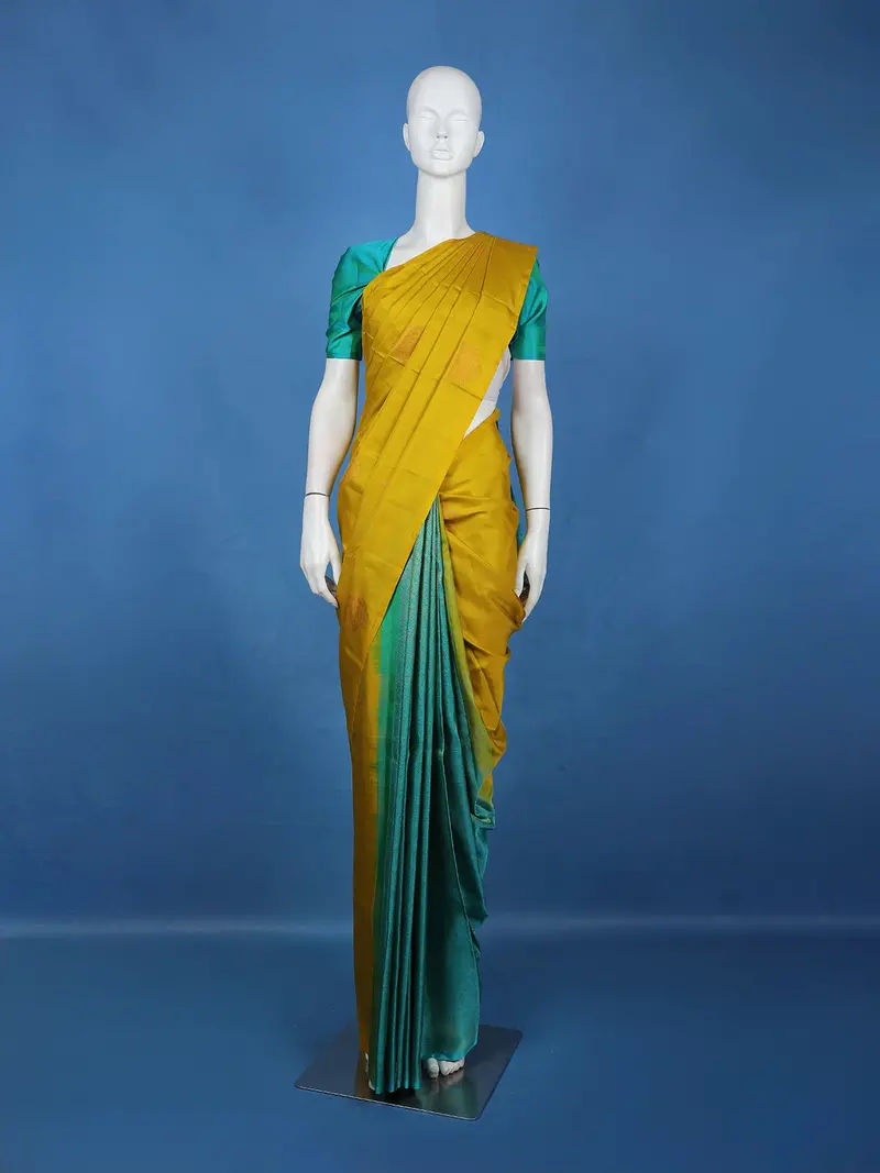 Mustard Yellow Butta Woven Silk Saree 1