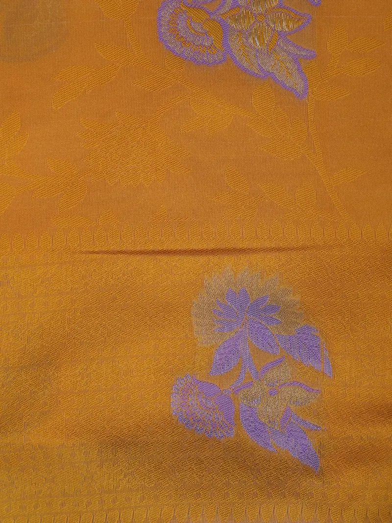 Mustard Yellow Floral Butta Design Fancy Art Silk Saree 2