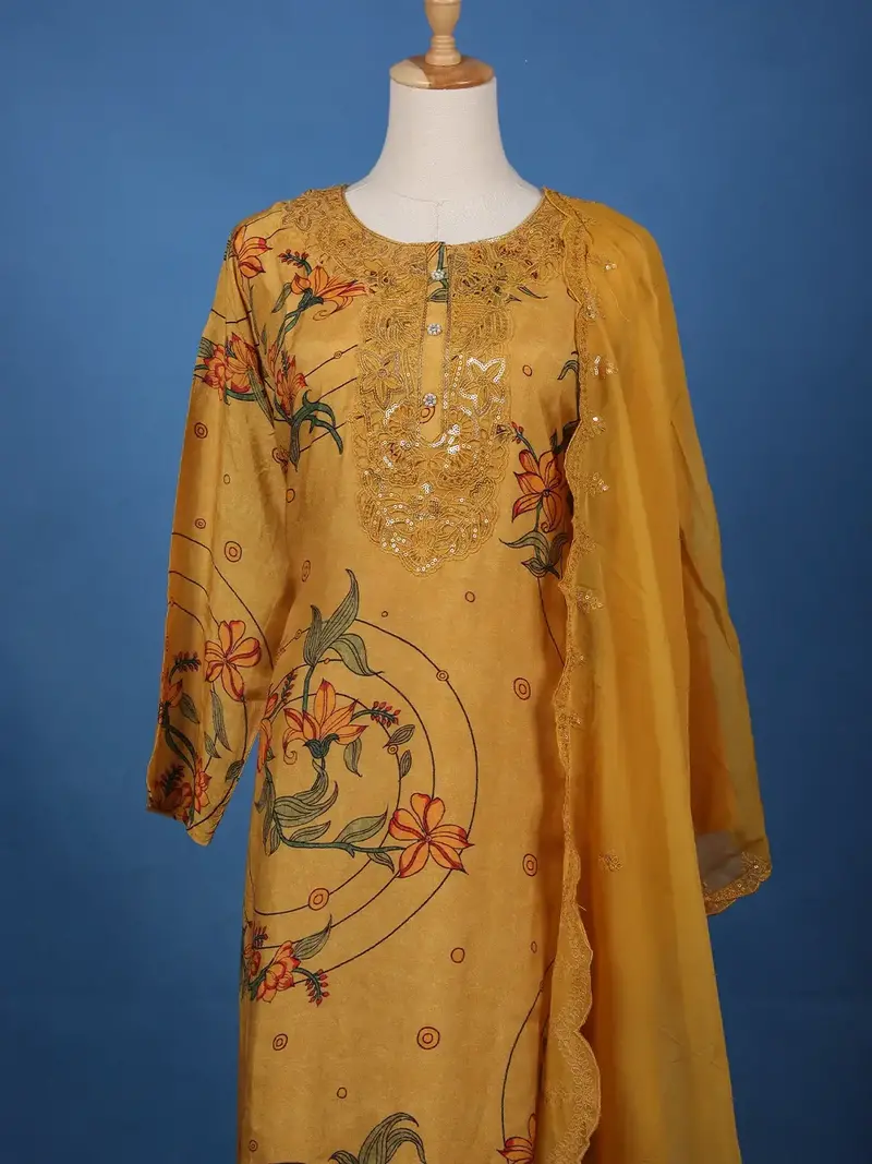 Mustard Yellow Floral Printed Salwar Suit 3