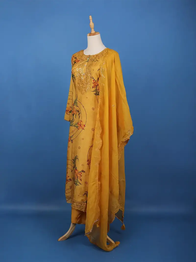 Mustard Yellow Floral Printed Salwar Suit 4
