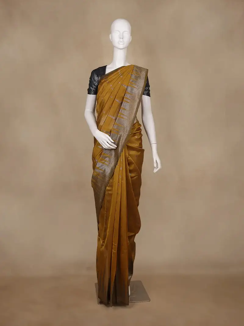 Mustard Yellow Geometric Woven Kota Cotton Saree 1