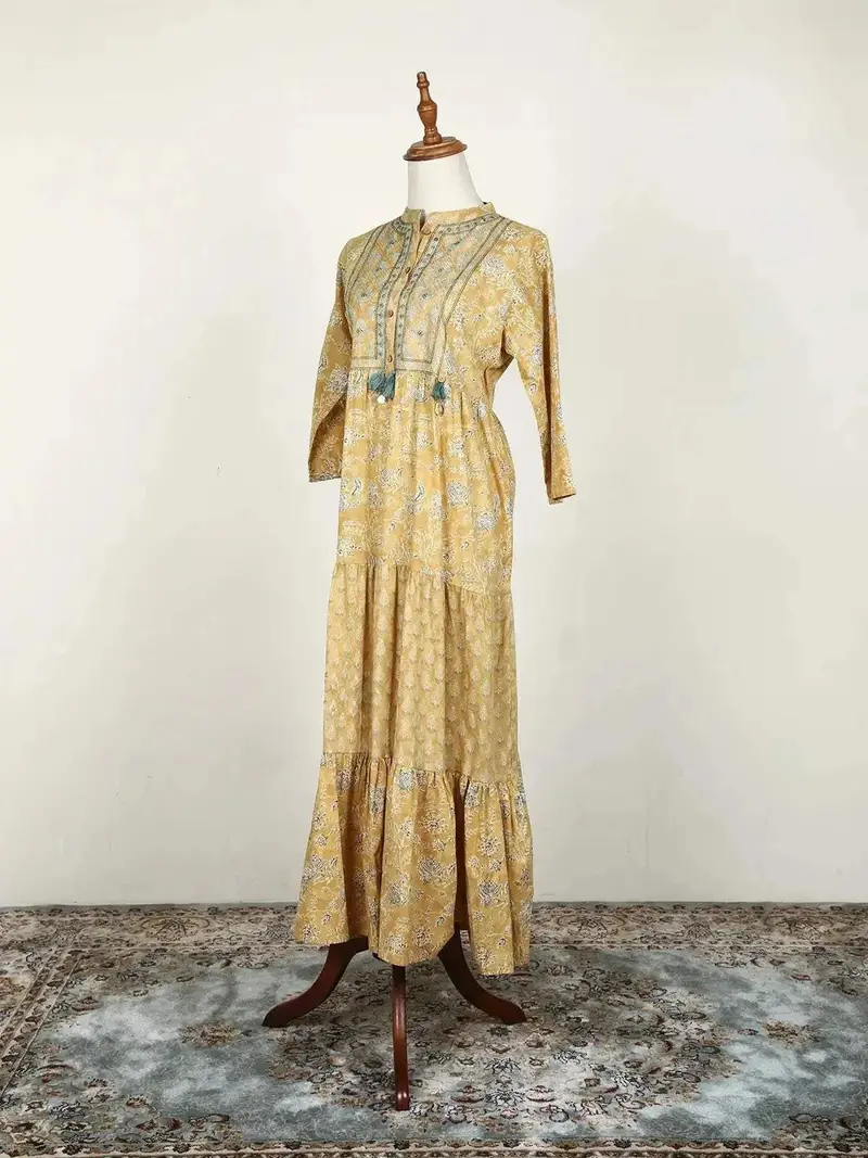 Mustard Yellow Kurti Enhanced With Floral Prints 3