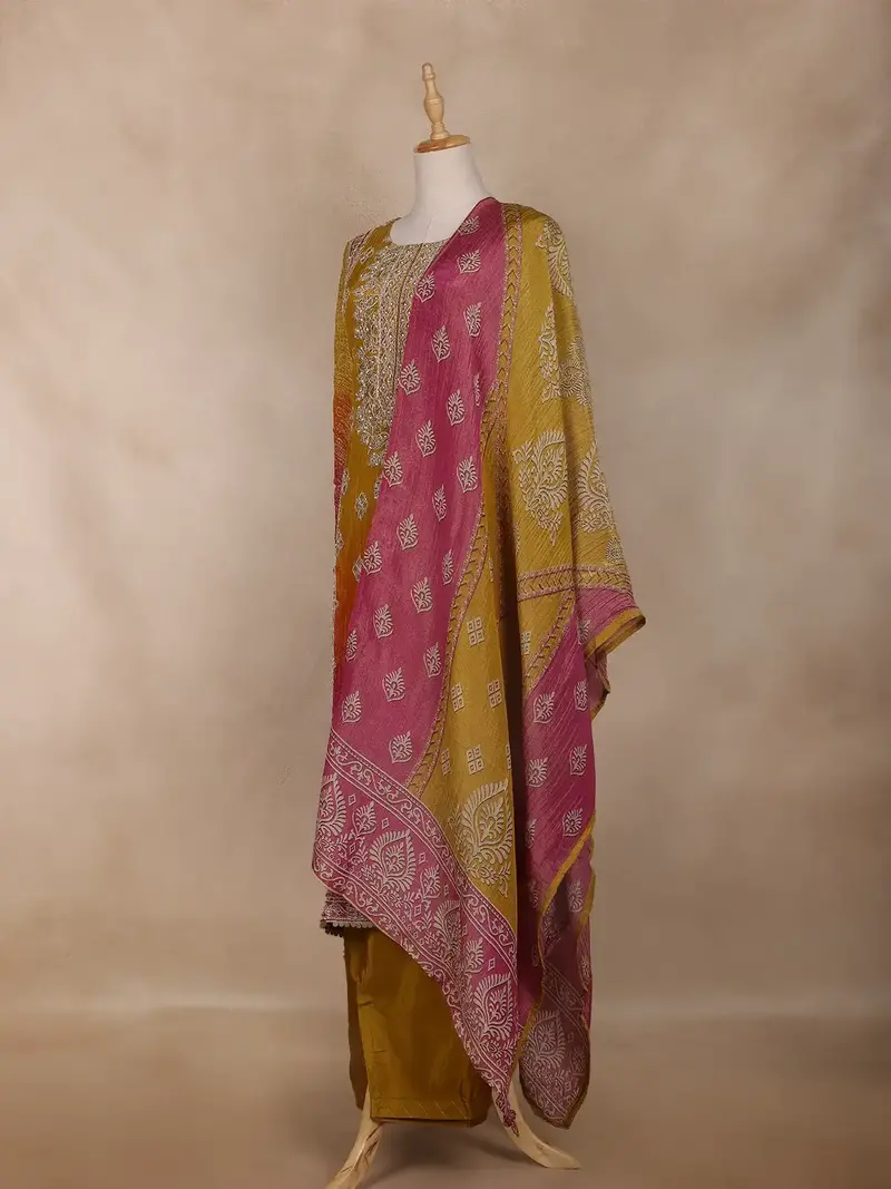 Mustard Yellow Motifs Design Georgette Straight Cut Salwar Suit 3