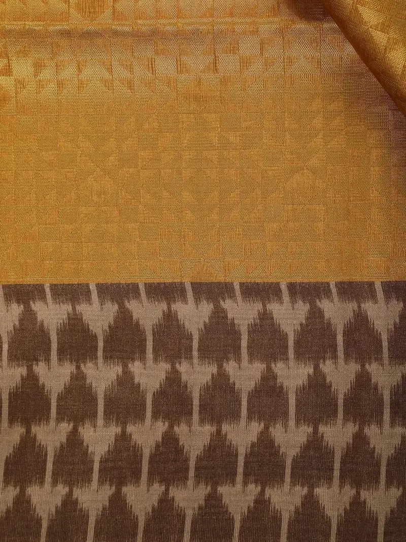 Mustard Yellow Semi Tussar Silk Abstract Designed Saree 2