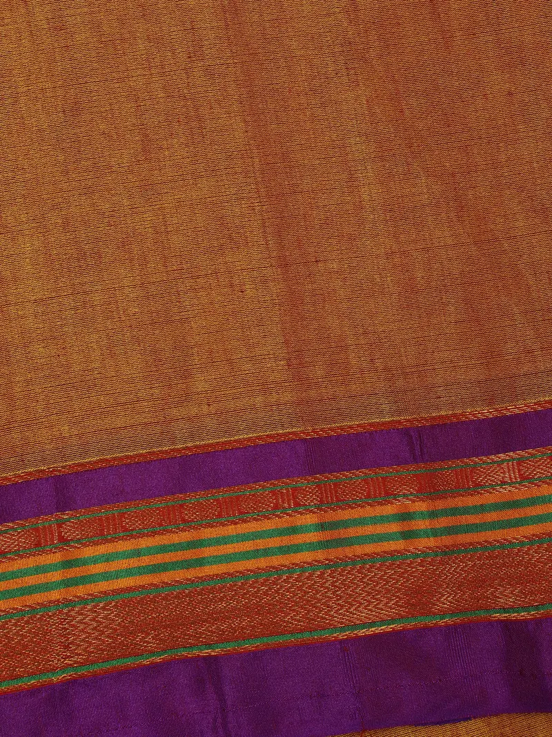 Mustard Yellow Solid Design Semi Silk Cotton Saree With Contrast Border 2
