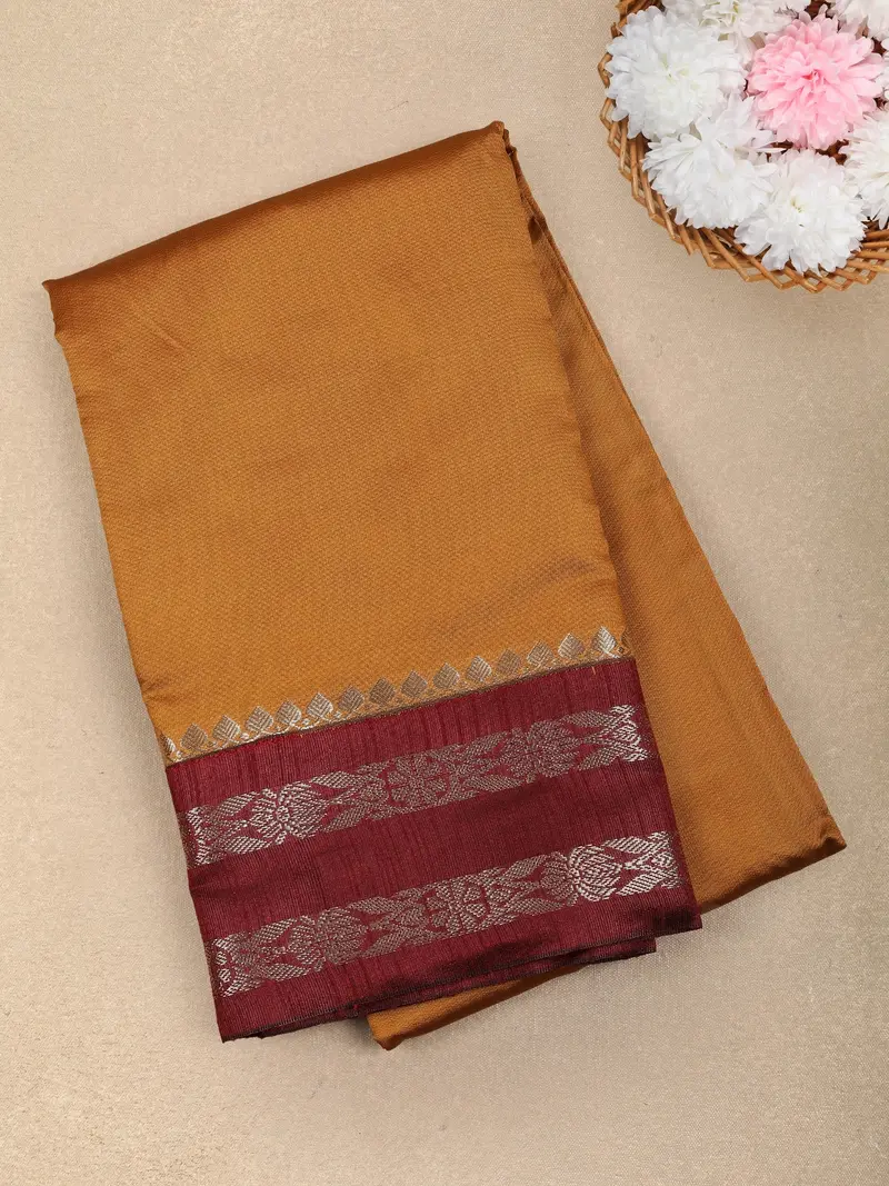 Mustard Yellow Solid Design Soft Silk Fancy Wear Saree 1