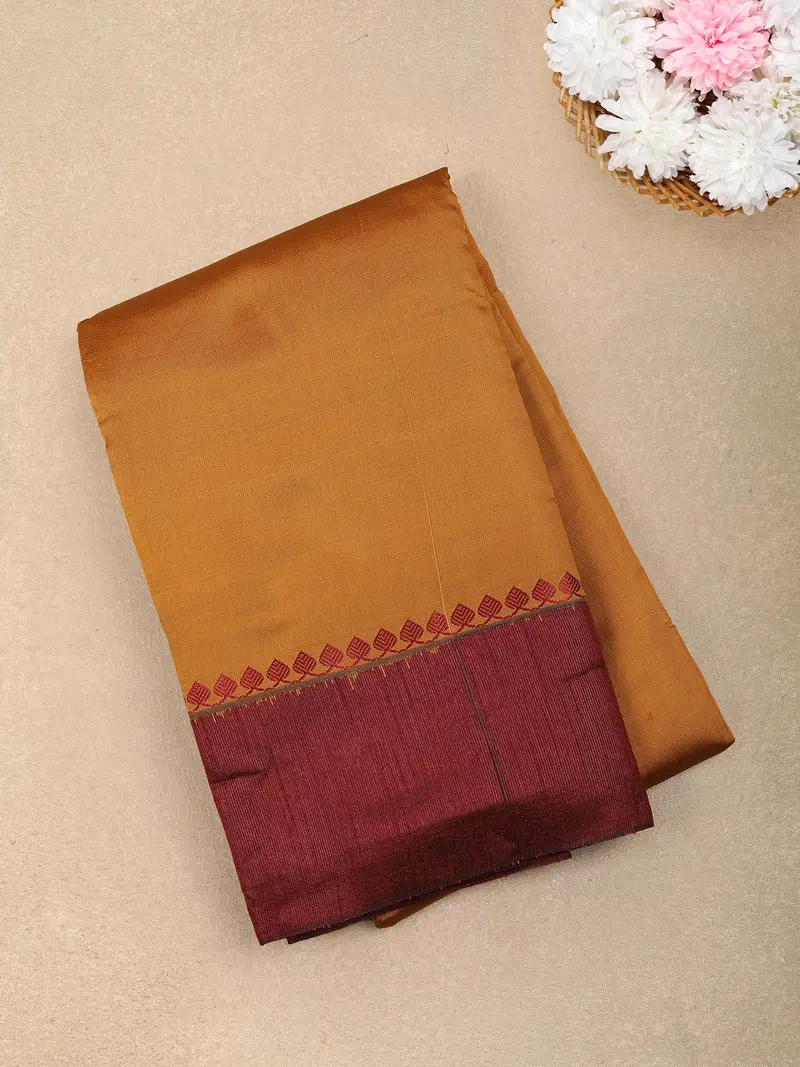 Mustard Yellow Solid Design Soft Silk Fancy Wear Saree With Contrast Border 1