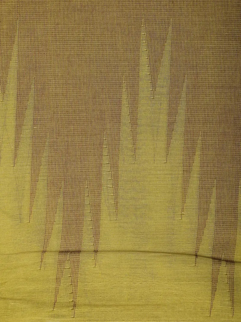 Mustard Yellow With Brown Solid Cotton Saree 2