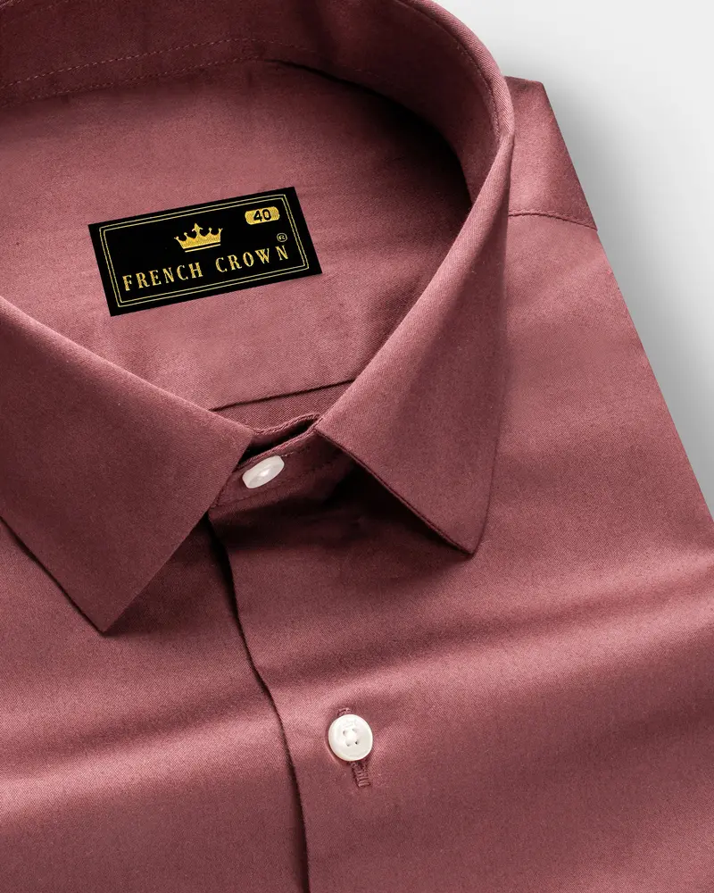 Muted Mauve-Rose Taupe Subtle Sheen Super Soft Premium Cotton Dress Shirt 1