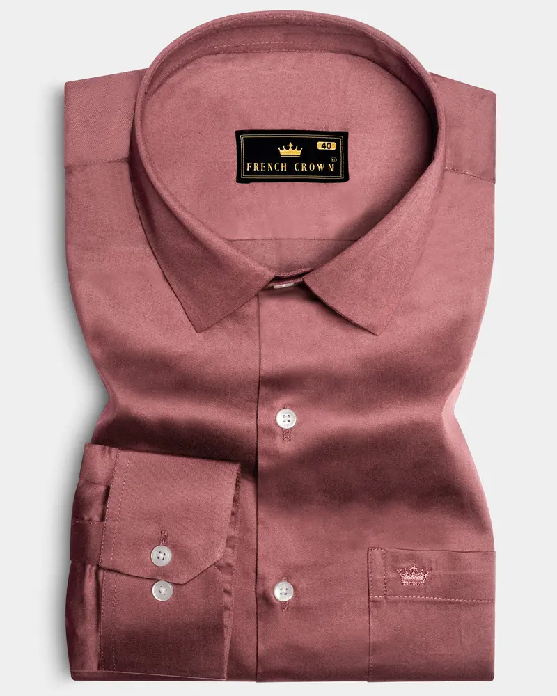 Muted Mauve-Rose Taupe Subtle Sheen Super Soft Premium Cotton Dress Shirt 10