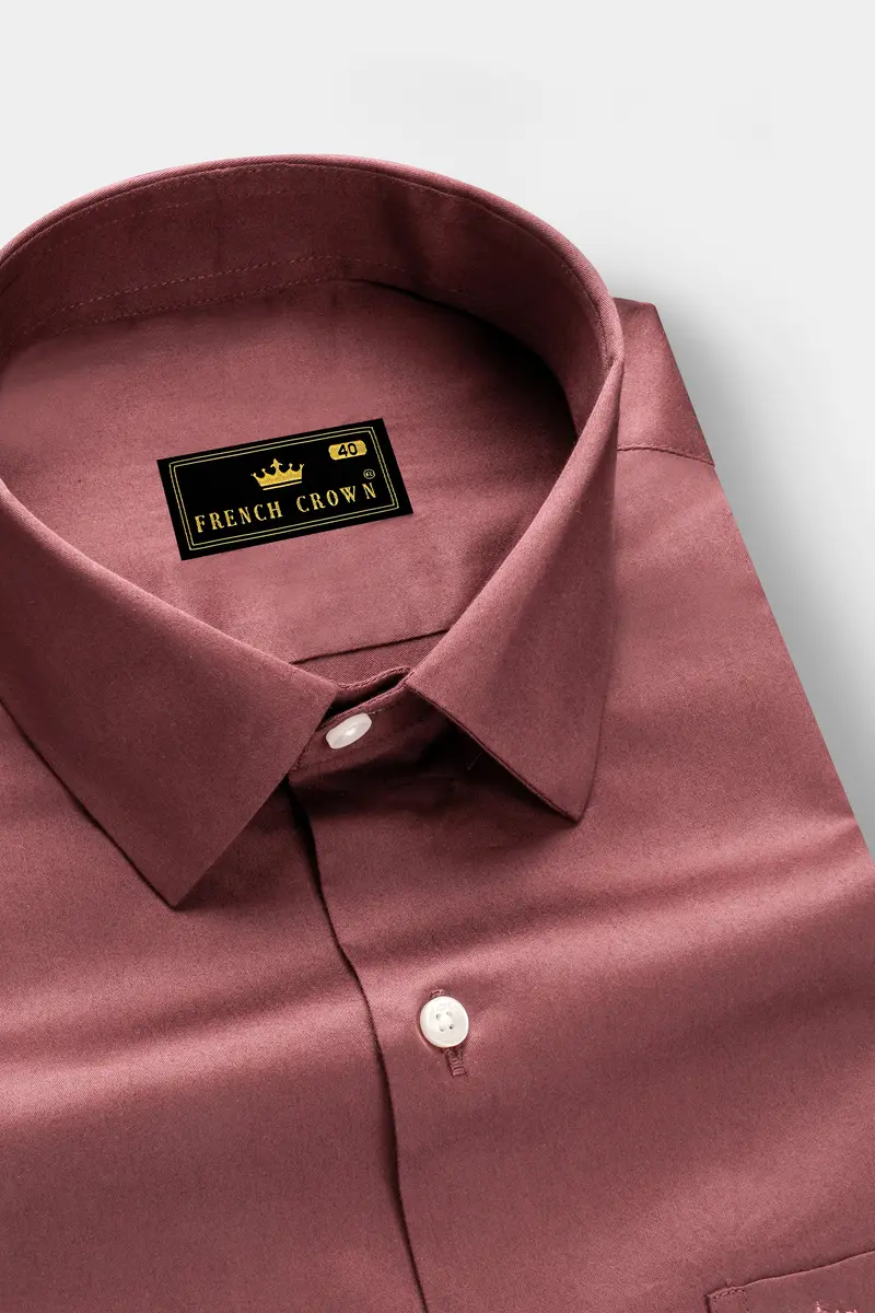 Muted Mauve-Rose Taupe Subtle Sheen Super Soft Premium Cotton Dress Shirt 2