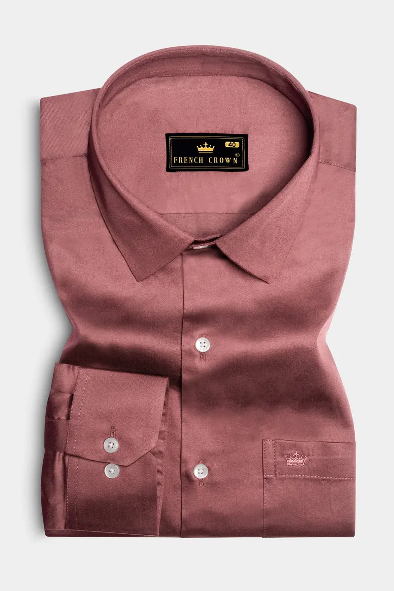 Muted Mauve-Rose Taupe Subtle Sheen Super Soft Premium Cotton Dress Shirt 4
