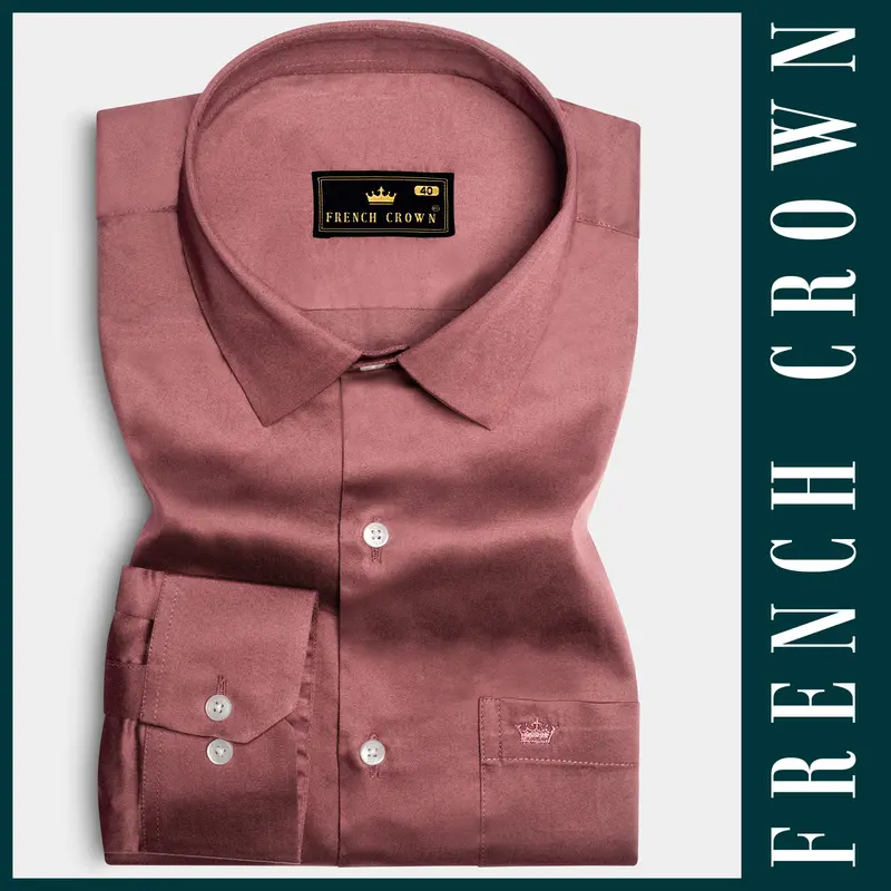 Muted Mauve-Rose Taupe Subtle Sheen Super Soft Premium Cotton Dress Shirt 6