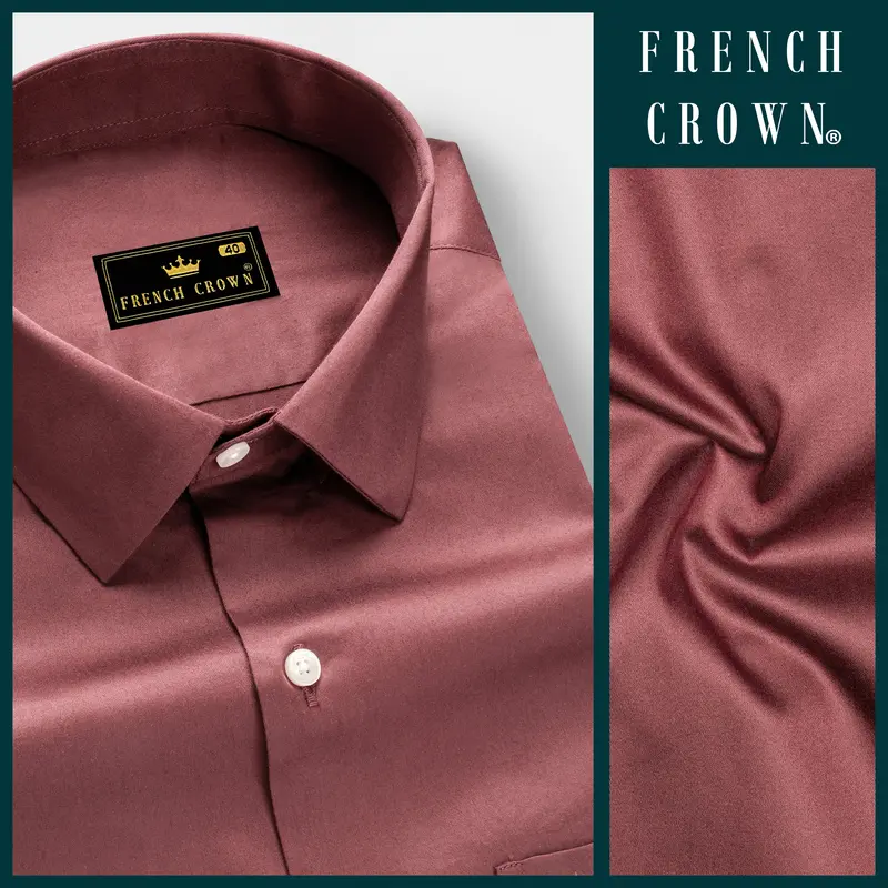 Muted Mauve-Rose Taupe Subtle Sheen Super Soft Premium Cotton Dress Shirt 8