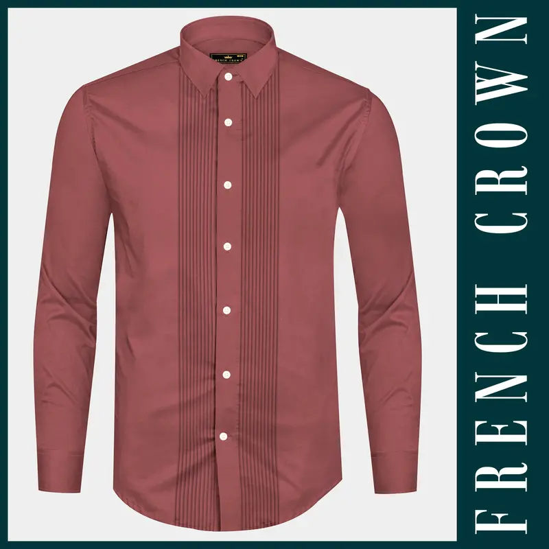 Muted Mauve-Rose Taupe Subtle Sheen Super Soft Premium Cotton Tuxedo Shirt 10