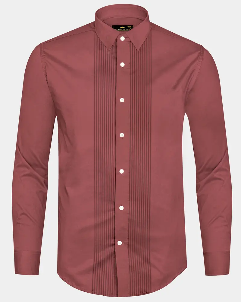 Muted Mauve-Rose Taupe Subtle Sheen Super Soft Premium Cotton Tuxedo Shirt 11