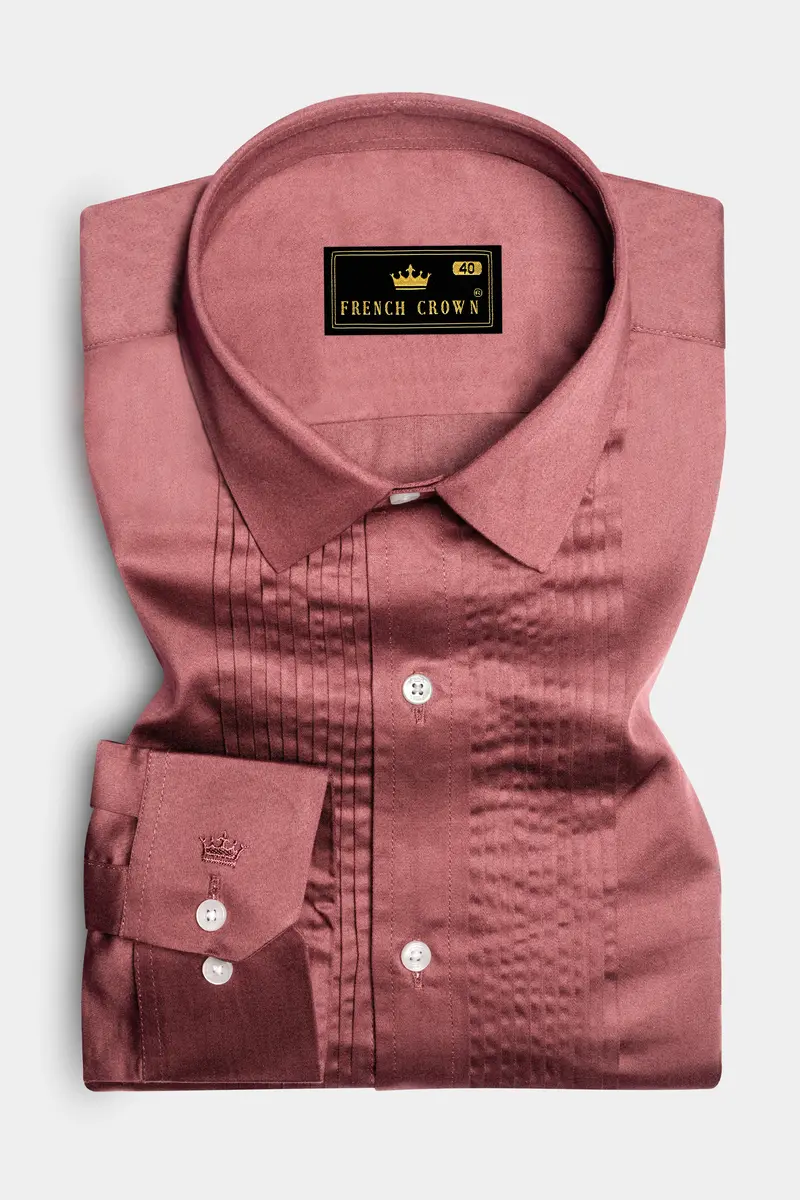 Muted Mauve-Rose Taupe Subtle Sheen Super Soft Premium Cotton Tuxedo Shirt 2
