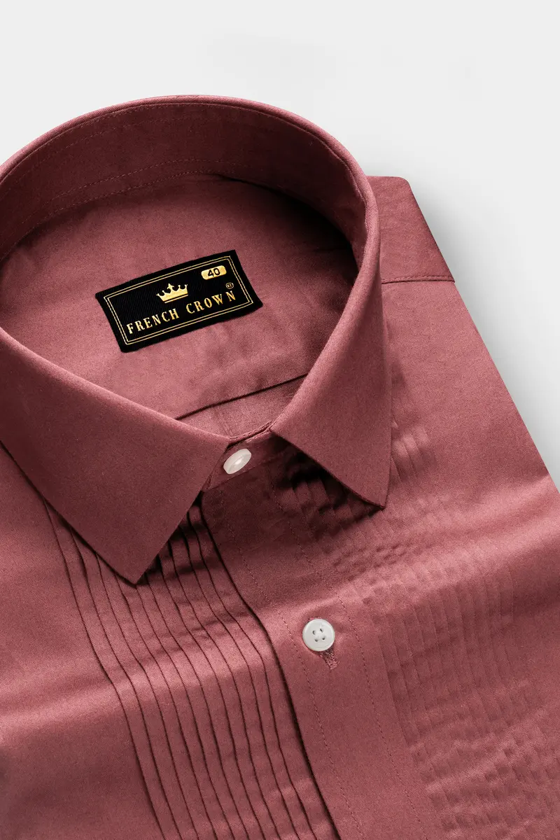 Muted Mauve-Rose Taupe Subtle Sheen Super Soft Premium Cotton Tuxedo Shirt 4