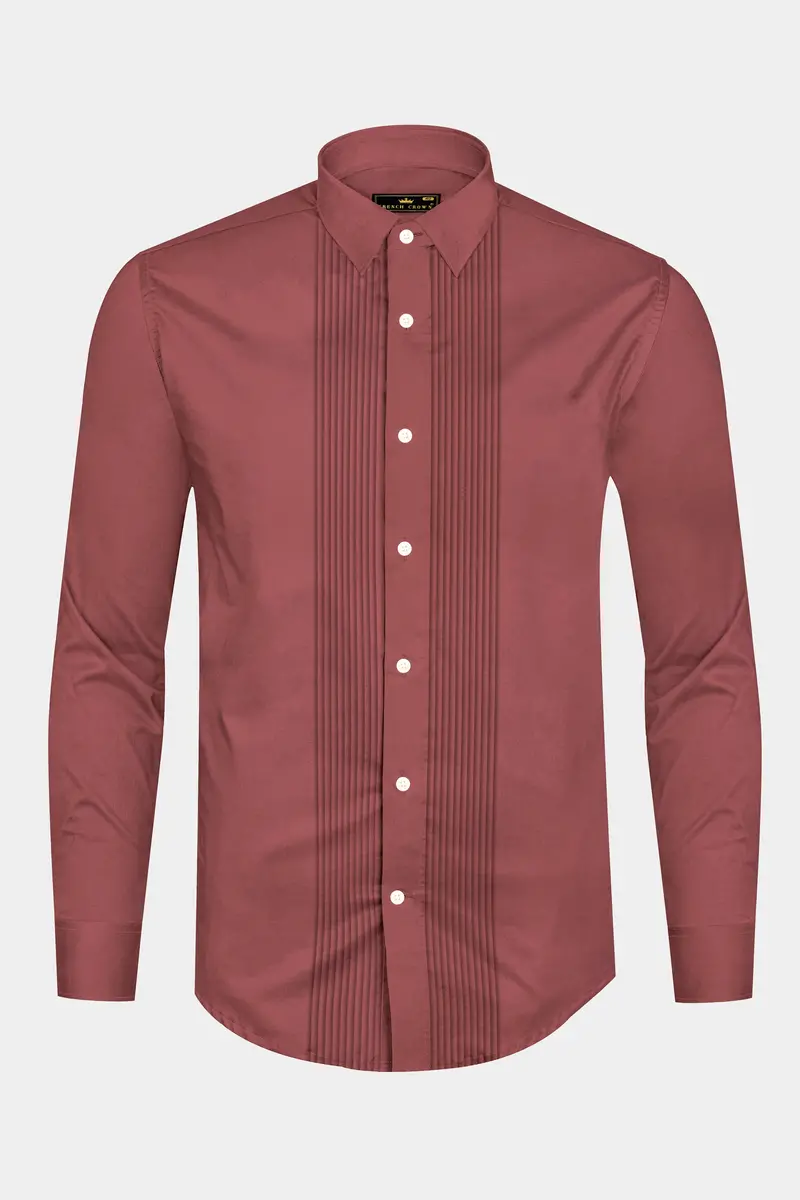 Muted Mauve-Rose Taupe Subtle Sheen Super Soft Premium Cotton Tuxedo Shirt 6