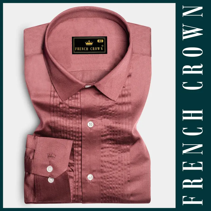 Muted Mauve-Rose Taupe Subtle Sheen Super Soft Premium Cotton Tuxedo Shirt 8