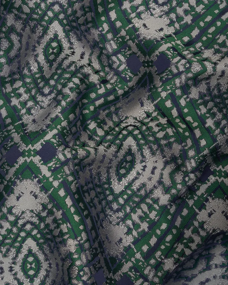 Myrtle Green With Chateau Gray Tie Dye Jacquard Designer Nehru Jacket 3