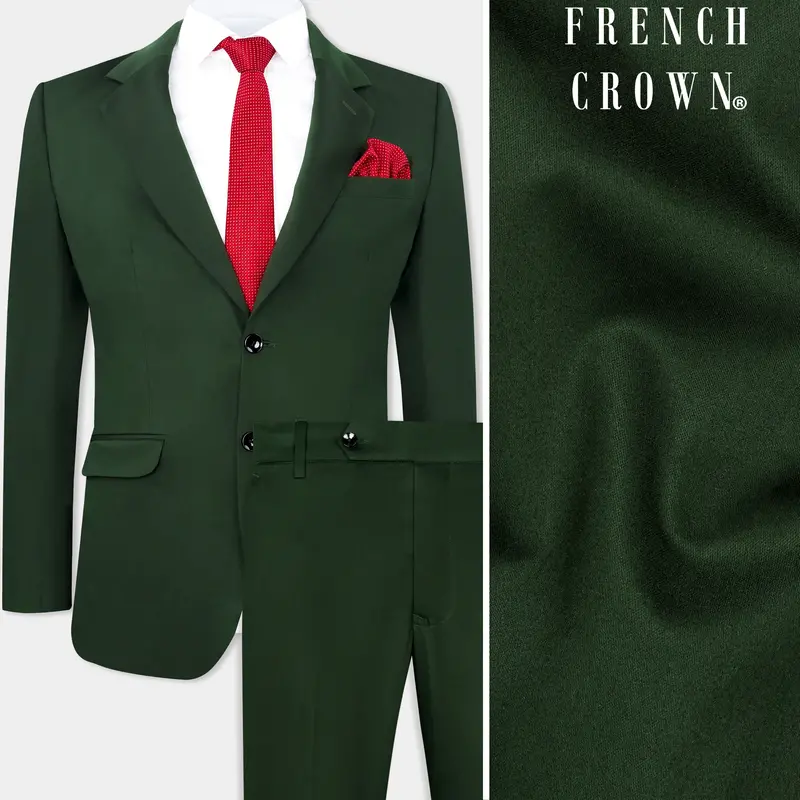 Myrtle Green Wool Rich Single Breasted Stretchable Traveler Suit 1