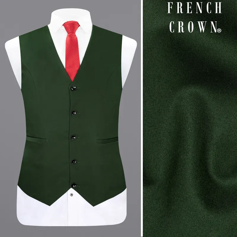 Myrtle Green Wool Rich Stretchable Traveler Waistcoat 1