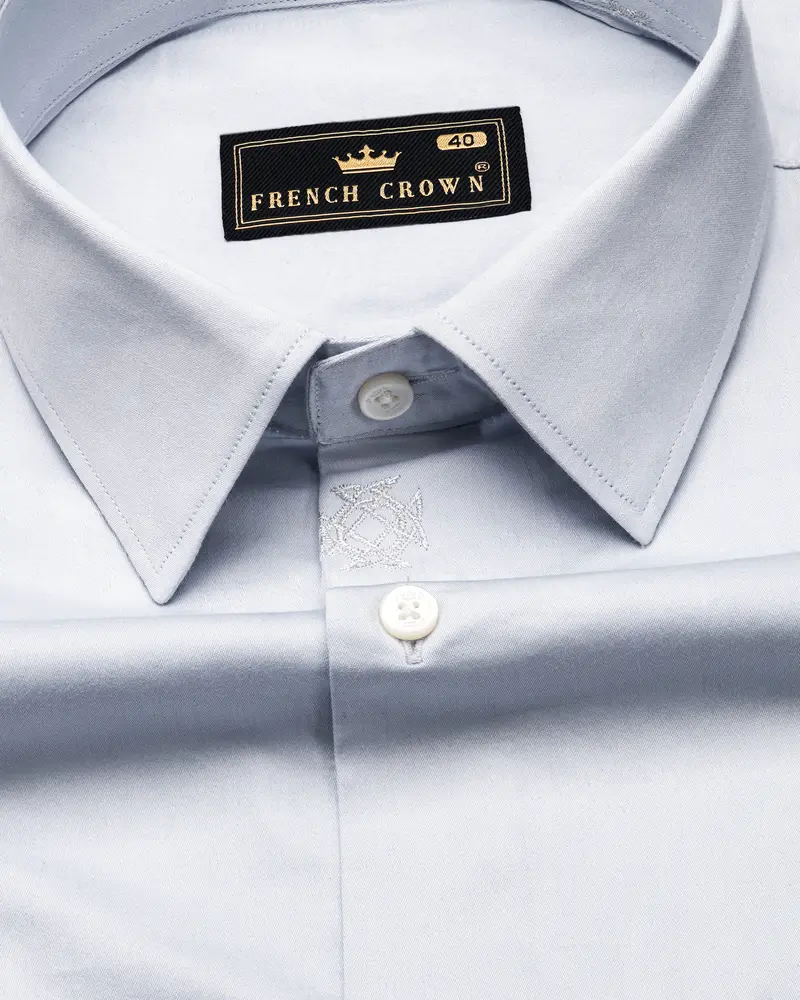 Mystic Blue Embroidered Super Soft Premium Cotton Shirt 1