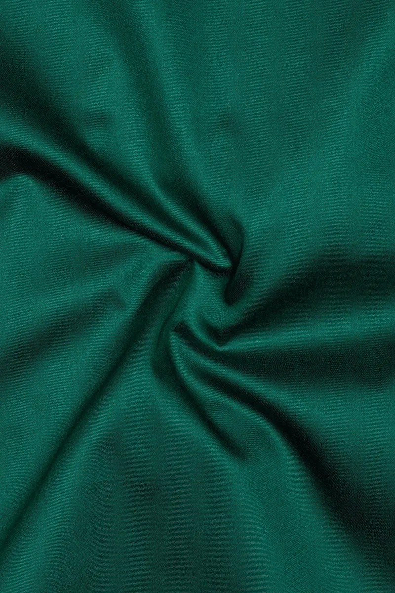 Mystic Grove-Everglade Green Solid Subtle Sheen Super Soft Premium Cotton Semi Formal Mandarin Collar Shirt 3