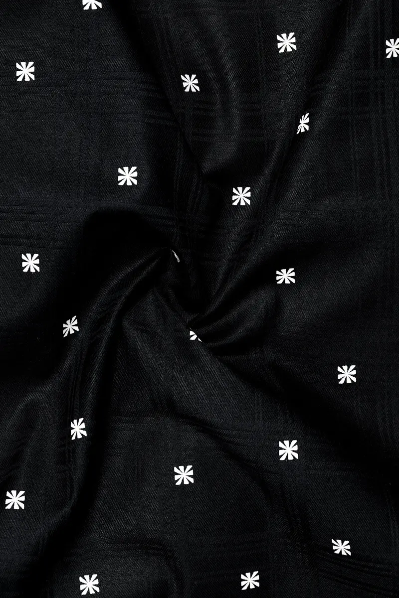 Mystic-Jade Black Dobby Textured Premium Giza Cotton Semi Formal Shirt 2