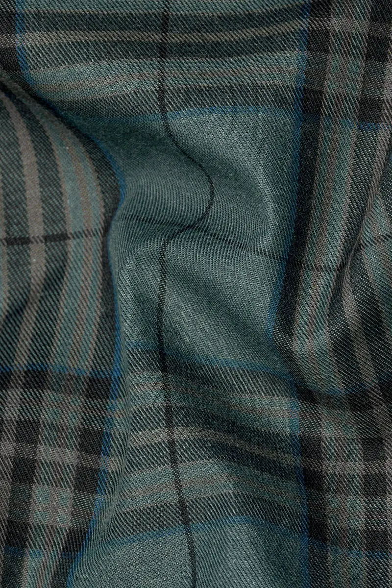 Nandor Green With Multicolor Plaid Textured Twill Premium Cotton Shirt 2