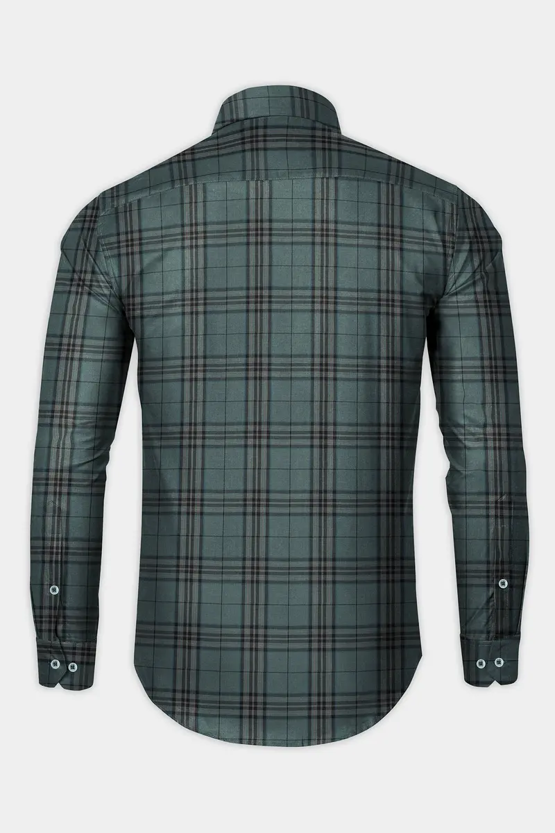 Nandor Green With Multicolor Plaid Textured Twill Premium Cotton Shirt 4