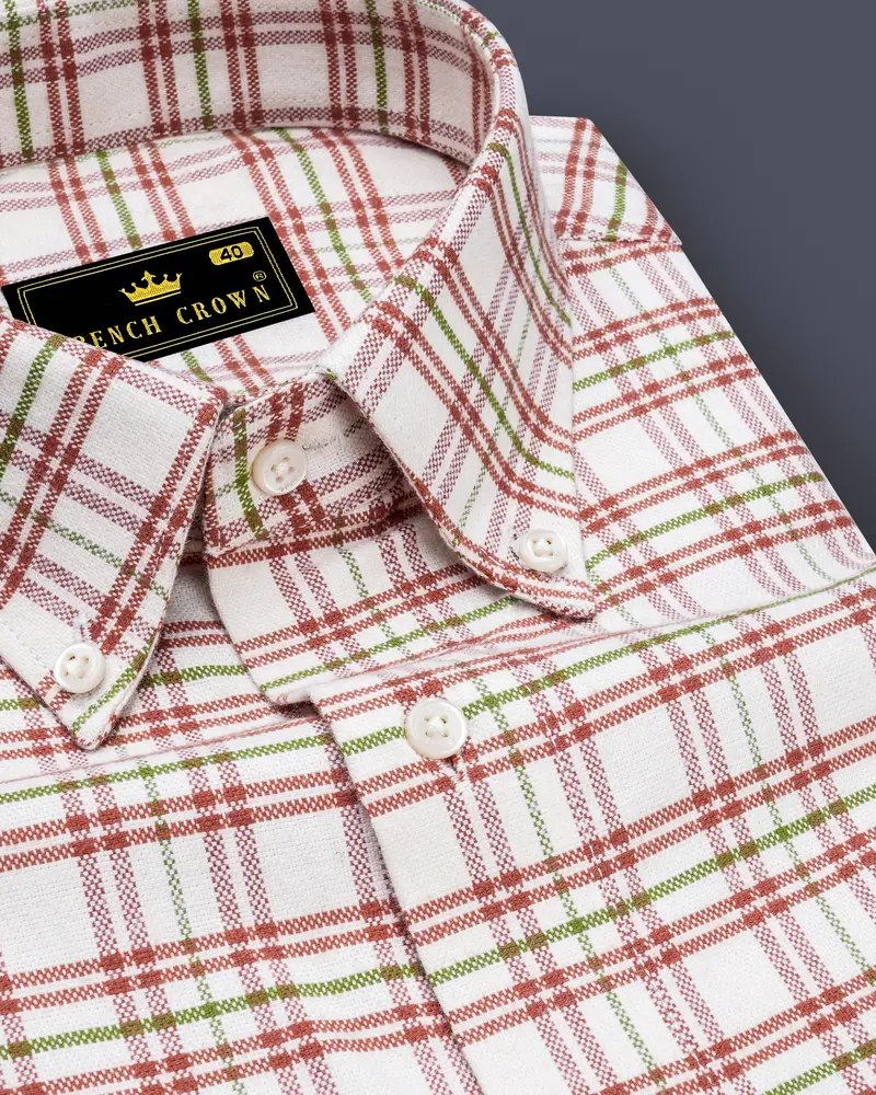 Narvik Cream With Tuscany Orange Plaid Royal Oxford Overshirt/Shacket 1