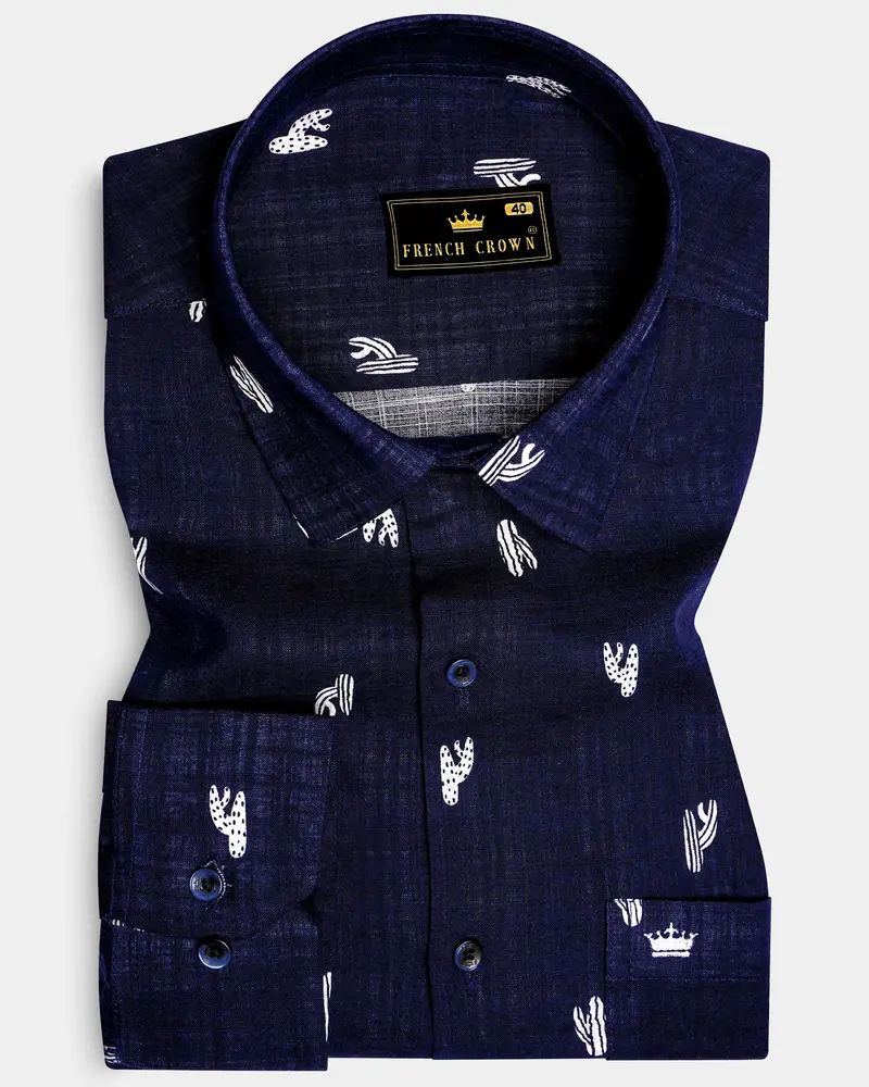 Nautical-Mirage Blue Printed Lightweight Premium Cotton Casual Shirt 1