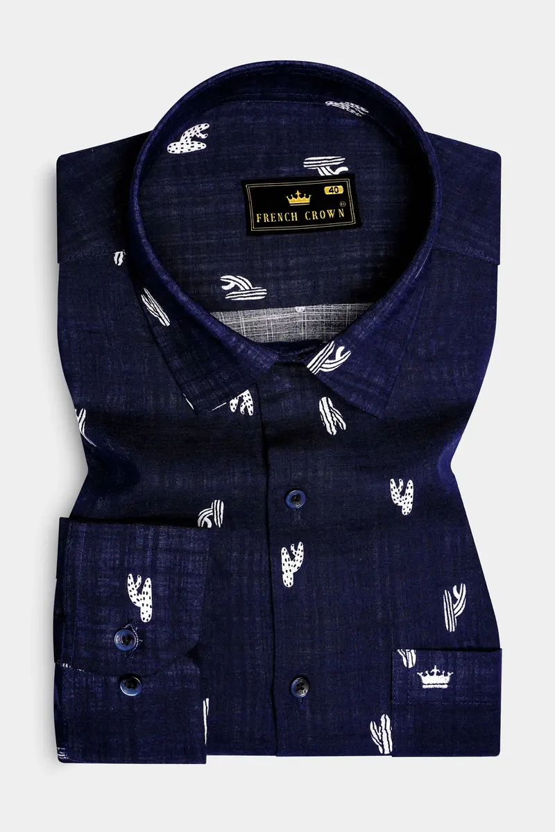Nautical-Mirage Blue Printed Lightweight Premium Cotton Casual Shirt 2