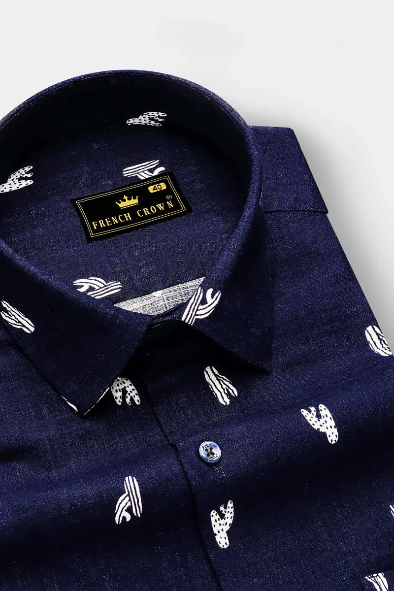 Nautical-Mirage Blue Printed Lightweight Premium Cotton Casual Shirt 4