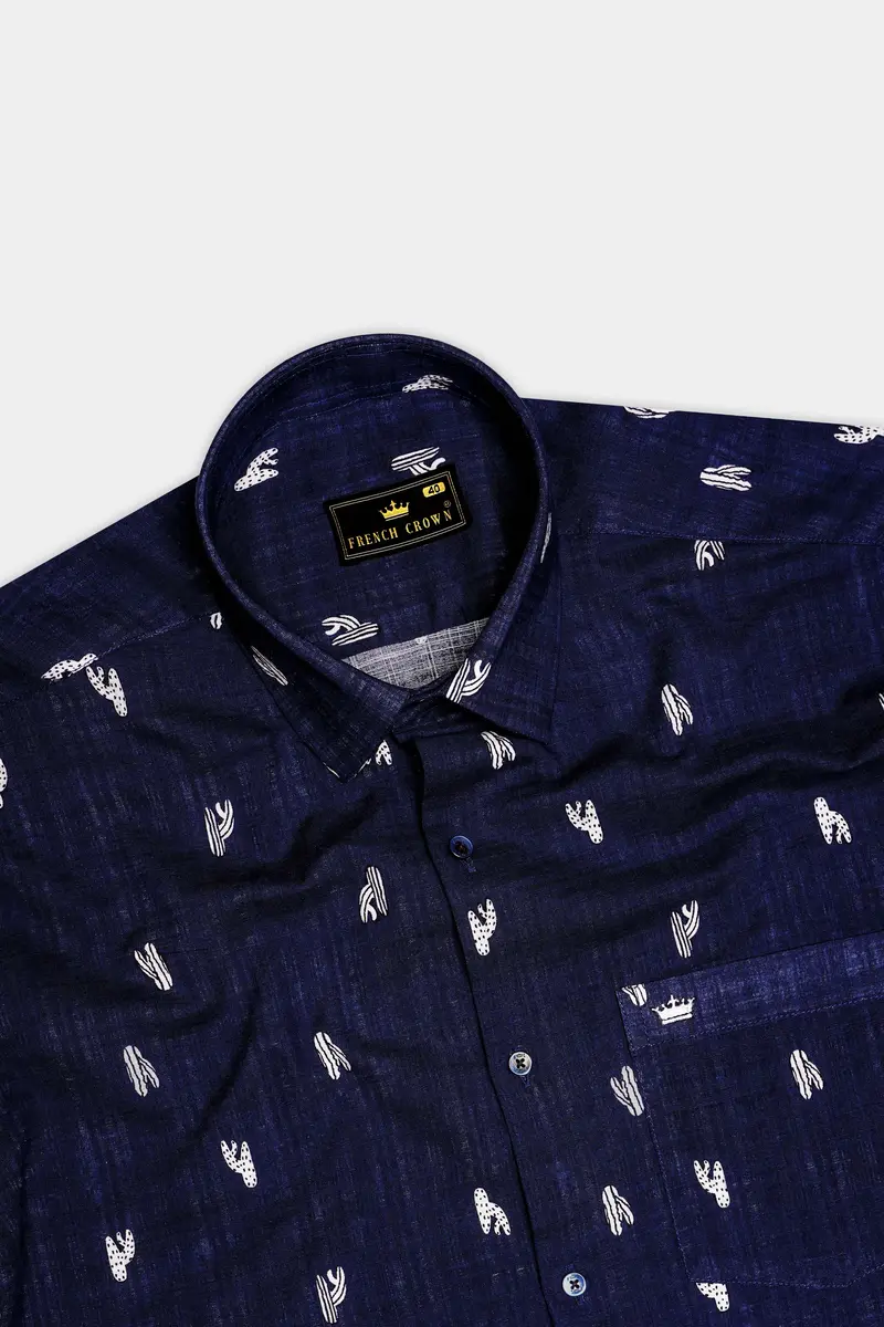 Nautical-Mirage Blue Printed Lightweight Premium Cotton Casual Shirt 5